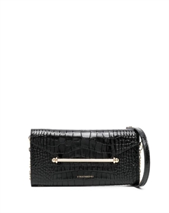 Клатч Multrees с тиснением под крокодила, черный Strathberry