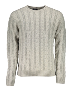 Мужской джемпер полушерстяной с узором косы, серый Gant