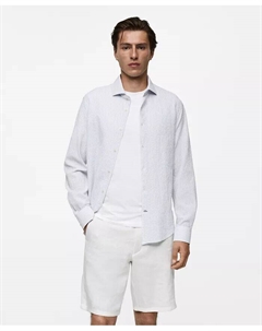 Мужская полосатая рубашка из хлопка сирсакер, белый Mango
