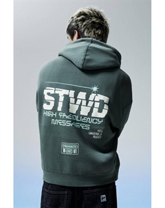 Толстовка с капюшоном зеленого цвета с принтом stwd, зеленый Pull & bear