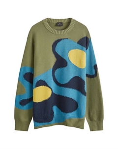 Вязаный свитер с цветочным узором, зеленый Paul smith