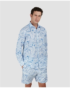 Мужская льняная рубашка с цветочным принтом, белый Paul & shark