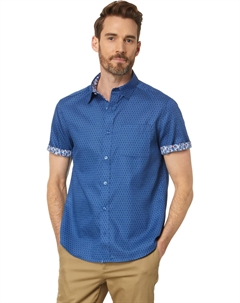 Рубашка Short Sleeve Linked Flower Textured Printed Shirt, темно-синий Johnston & murphy