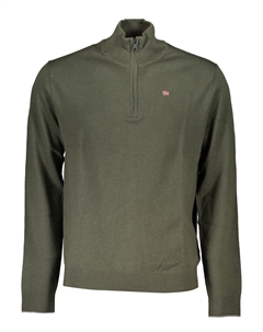 Мужской свитер с воротом на молнии и логотипом, темно-зеленый Napapijri