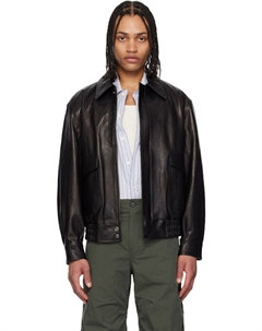 Черная куртка из кожи растительного дубления A-2 Coor