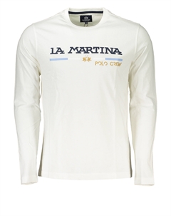 Мужская кофта с длинным рукавом хлопковая и надписью, белый La martina