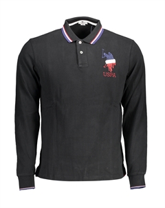 Мужская рубашка-поло U.S. Polo с длинными рукавами и вышивкой, черный U.s. polo assn.