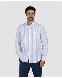 Мужская рубашка больших размеров m/l. льняные полоски, мультиколор Paul & shark