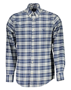 Мужская рубашка с воротником на пуговицах в клетку, сине-белый Gant