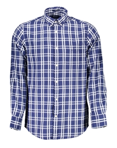 Мужская рубашка с длинным рукавом в клетку, бело-синий Gant