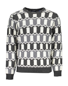Мужской свитер шерстяной с орнаментом, серо-белый Gant