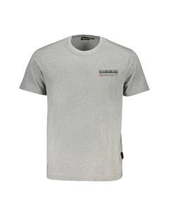 Мужская футболка хлопковая базовая с принтом, серый Napapijri