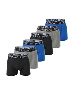 Боксеры 6 шт. в упаковке - трусы из хлопка с логотипом однотонные, мультиколор Replay