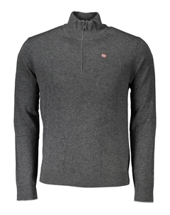 Мужской свитер с воротом на молнии и логотипом бренда, серый Napapijri