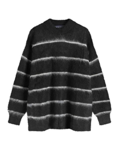 Свитер из мохера с рельефными полосками Homme, черный Comme des garcons