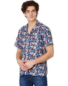 Рубашка Short Sleeve Abstract Floral Camp Shirt, темно-синий Johnston & murphy