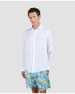 Мужская однотонная льняная рубашка больших размеров, белый Paul & shark