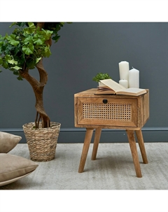 Тумба прикроватная из массива манго и ротанга каштановый So'home