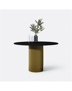 Стол круглый обеденный с металлическим подстольем на 5 персон черный So'home