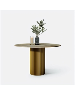 Стол круглый обеденный с металлическим подстольем на 5 персон каштановый So'home