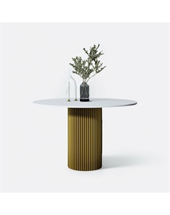 Стол круглый обеденный с металлическим подстольем на 5 персон золотистый So'home