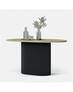 Стол овальный обеденный с металлическим подстольем на 5 персон черный So'home