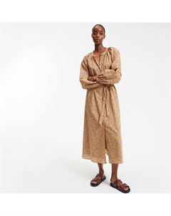 Платье длинное расклешенное с цветочным принтом и рукавами с напуском каштановый La redoute collections