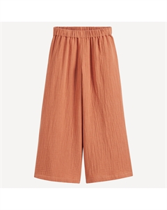 Брюки широкие из газовой хлопчатобумажной ткани каштановый La redoute collections