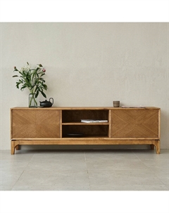 Тумба под телевизор из массива берзы и шпона дуба бежевый Laredoute