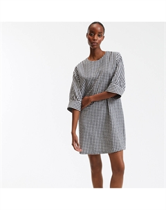 Платье короткое с принтом в клетку виши и рукавами с напуском розовый La redoute collections