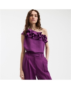 Топ асимметричный без рукавов с воланами фиолетовый La redoute collections