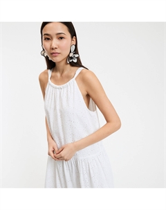 Длинное платье без рукавов английская вышивка бежевый La redoute collections