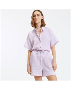 Рубашка свободная рукава длиной до локтя фиолетовый La redoute collections