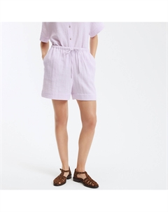Шорты из хлопкового газа эластичный пояс фиолетовый La redoute collections