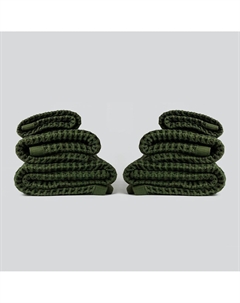 Набор вафельных полотенец из хлопка 430 грм2 зеленый So'home