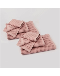 Набор вафельных полотенец из хлопка 430 грм2 розовый So'home