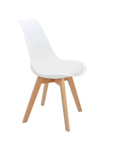 Стул из эко кожи и массива бука белый Laredoute