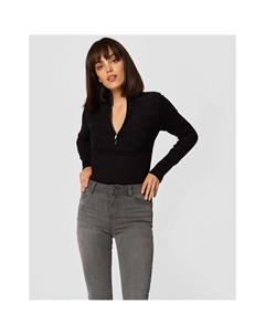 Пуловер с воротником-стойкой на молнии черный Morgan