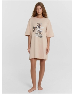 Туника женская бежевая с принтом и надписью Mark formelle