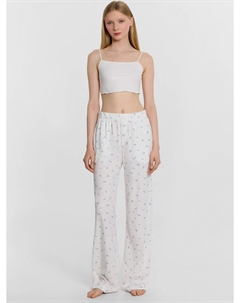 Брюки женские белые с цветочным принтом Mark formelle