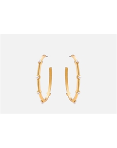 Серьги Овалы с бусинами золотистые 2 шт Attribute shop