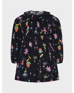 Платье с рюшами, цвеотчный принт Marni