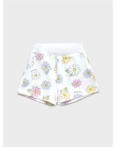 Шорты с цветочным принтом, белые Monnalisa