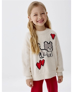 Вязаный джемпер оверсайз с принтом для девочек Sela