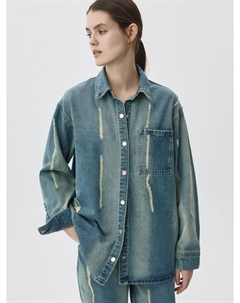 Джинсовая рубашка с эффектом спрея и потертостями Sela