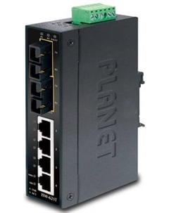 Коммутатор ISW-621TS15 IP30, неуправляемый, промышленный, 4х10/100Base-TX auto-negotiation порта и 2 порта 100Base-FX multi-mode SC интерфейсам Planet