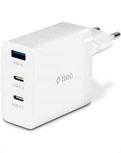 Сетевое зарядное устройство TTEC 2SCG03B, USB-A, 2xUSB-C, 65Вт, белый Ttec