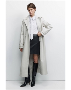 Плащ-тренчкот длинный двубортный из искусственной кожи Befree