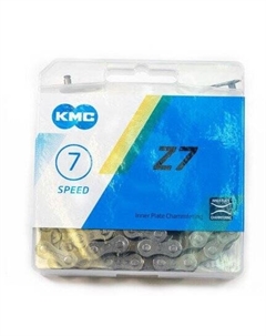 Цепь  Z-7 для 7 скоростей, 1/2"х3/32", 116 звеньев, пин 7.3мм, с замком, серо-коричневая, CH--Z7-GBR Kmc