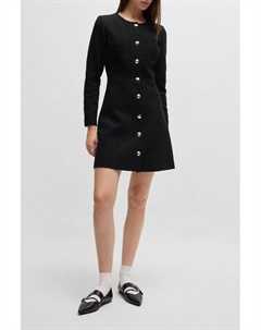 Платье твидовое на пуговицах приталенное Hugo